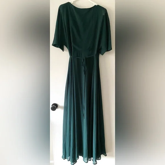 Romantic Energy Emerald Green Flutter Sleeve Maxi Wrap Dress - Picture 5 of 11